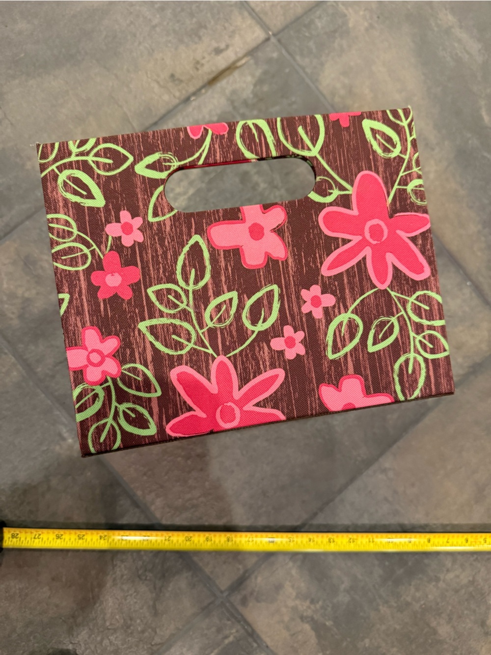 Floral Foldable Storage Bin – Pink & Green